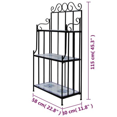 Plant Stand Plant Display Blue White Mosaic Pattern, blue Plant Stand Plant Display Blue White Mosaic Pattern