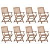 vidaXL Folding Chairs 8 pcs Solid Acacia Wood