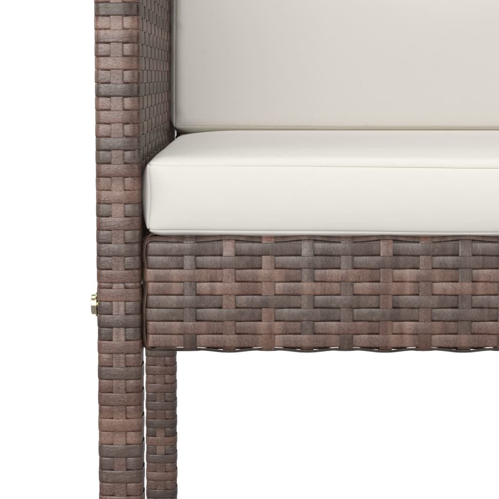 vidaXL Bar Stools 2 pcs with Cushions Brown Poly Rattan