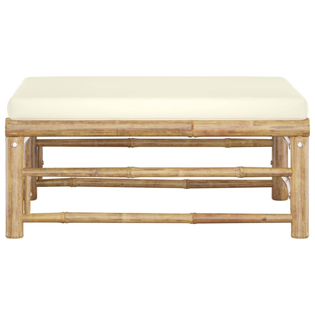 vidaXL Garden Footrest with Cream White Cushion Bamboo