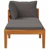 vidaXL Sun Lounger with 1 Armrest Dark Grey Solid Acacia Wood