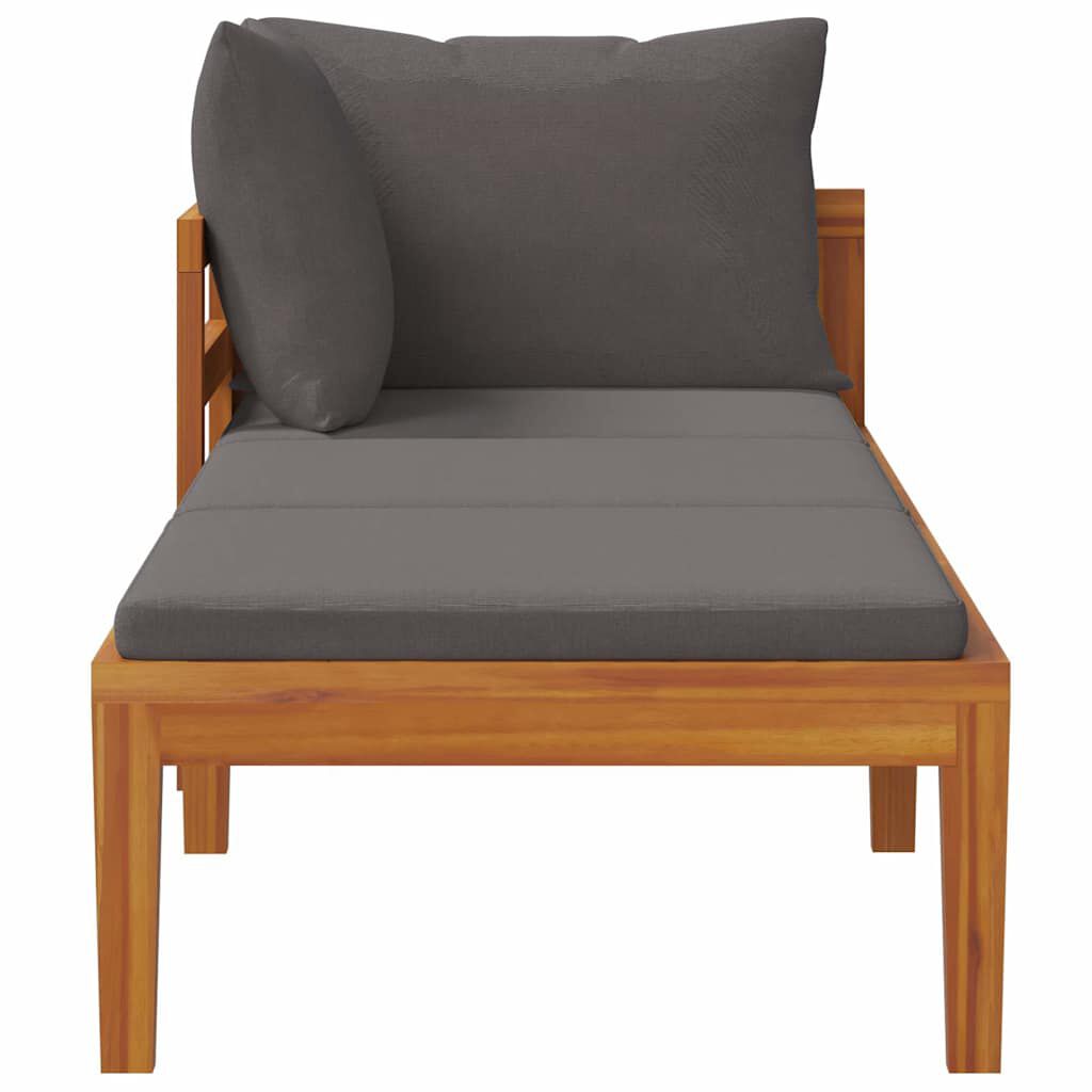 vidaXL Sun Lounger with 1 Armrest Dark Grey Solid Acacia Wood