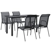 vidaXL 5 Piece Garden Dining Set Black Steel and Textilene,  vidaXL 5 Piece Garden Dining Set Black Steel and Textilene