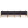 vidaXL 4 Piece Garden Lounge Set with Dark Grey Cushions Bamboo