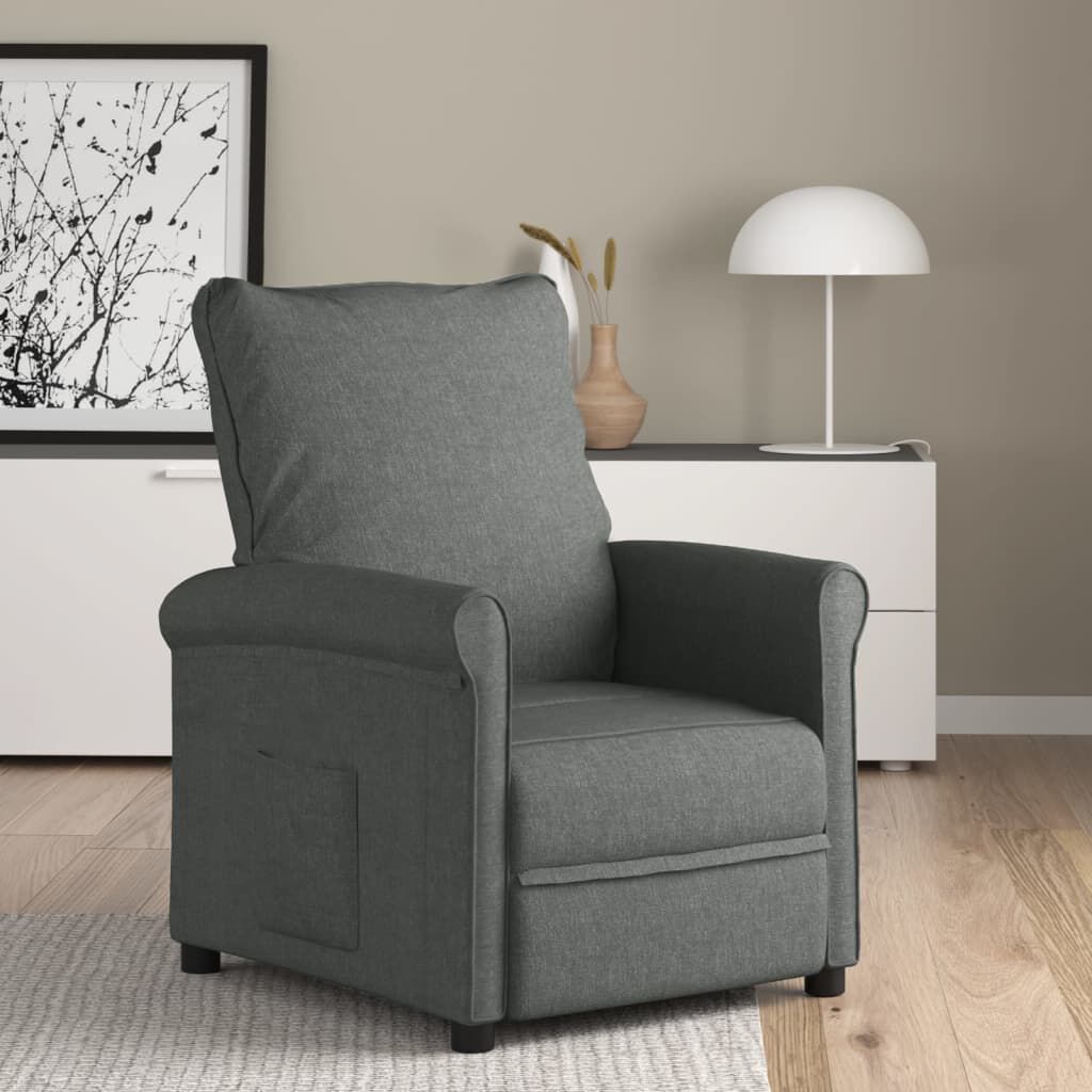 vidaXL Recliner Chair Dark Grey Fabric