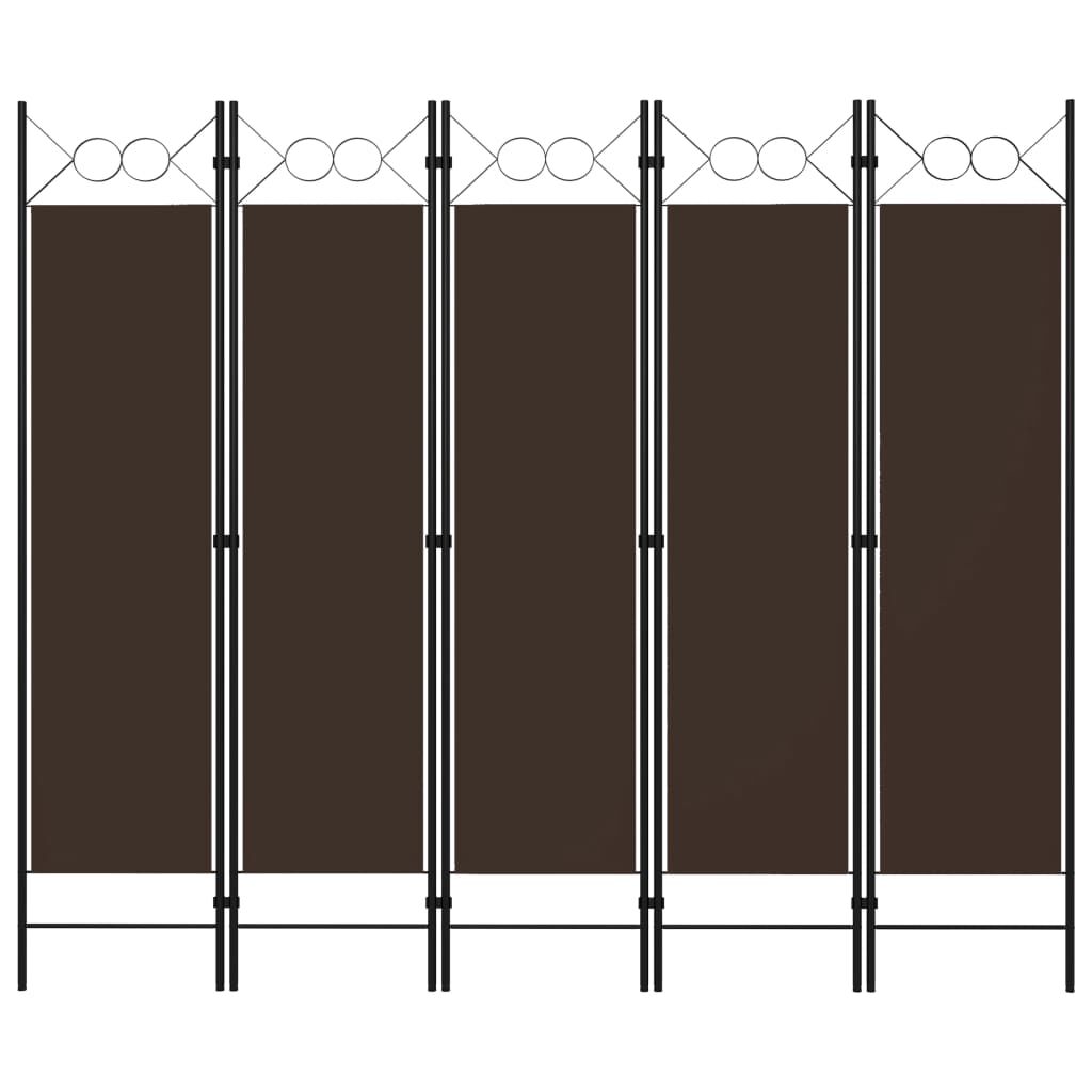 vidaXL 5-Panel Room Divider Brown 200x180 cm