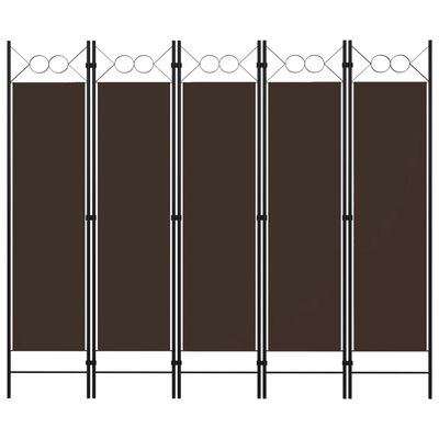 vidaXL 5-Panel Room Divider Brown 200x180 cm, brown vidaXL 5-Panel Room Divider Brown 200x180 cm