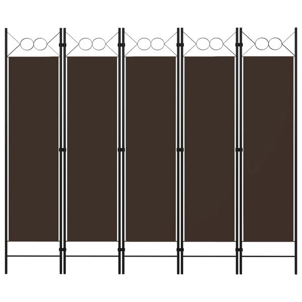 vidaXL 5-Panel Room Divider Brown 200x180 cm