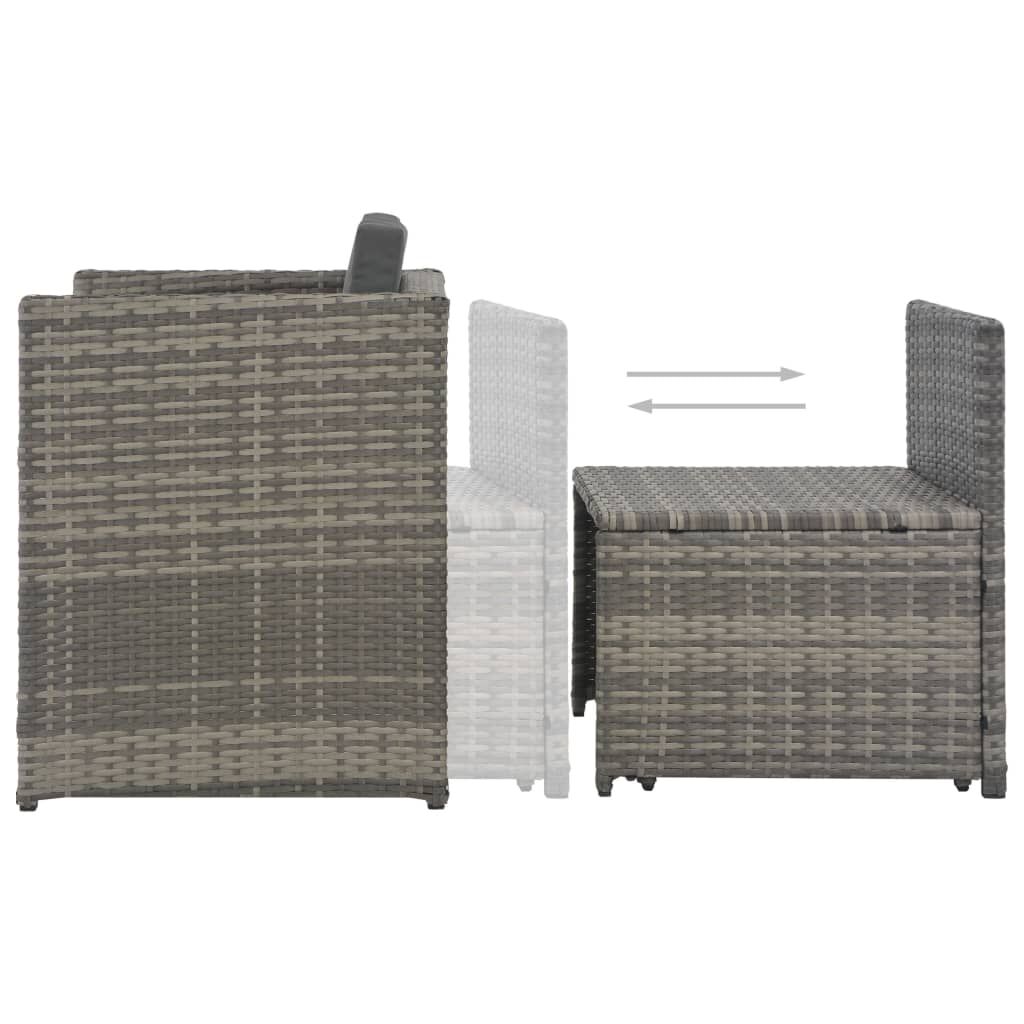 vidaXL 7 Piece Outdoor Dining Set with Cushions Poly Rattan Grey