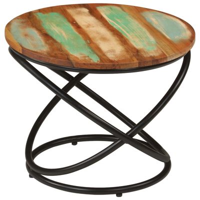 vidaXL Coffee Table Ø50x40 cm Solid Wood Reclaimed and Steel,  vidaXL Coffee Table Ø50x40 cm Solid Wood Reclaimed and Steel