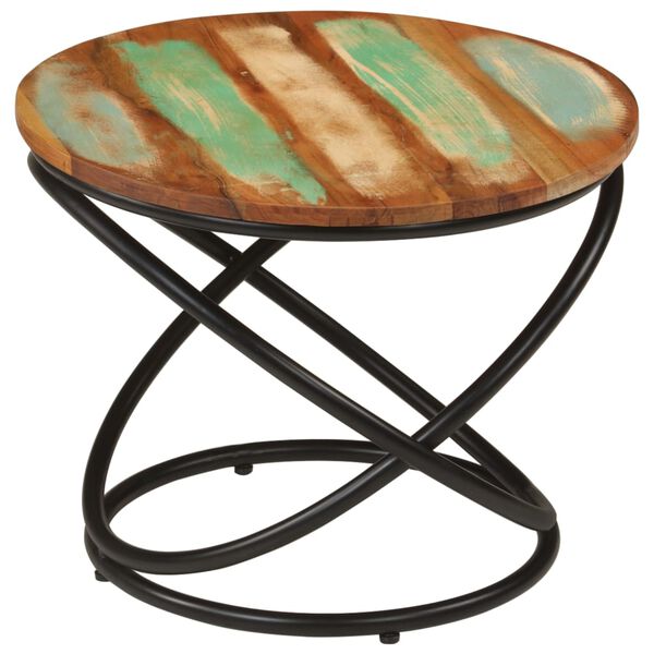 vidaXL Coffee Table Ø50x40 cm Solid Wood Reclaimed and Steel