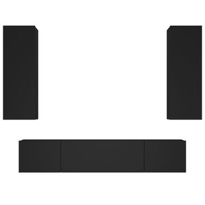 vidaXL 4 Piece TV Cabinet Set Black Engineered Wood