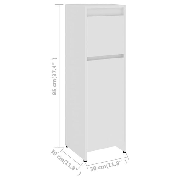 vidaXL Bathroom Cabinet White 30x30x95 cm Engineered Wood