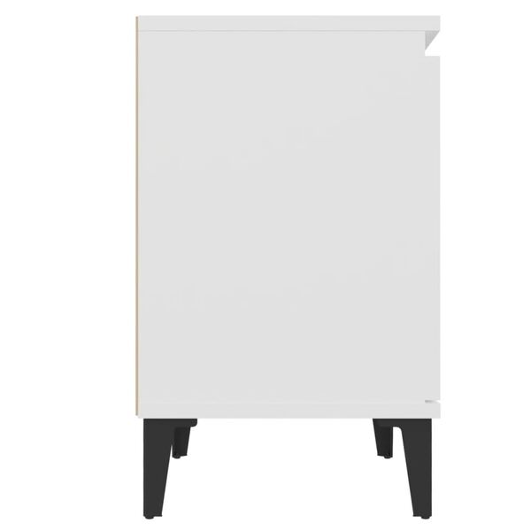 vidaXL Bed Cabinet with Metal Legs White 40x30x50 cm