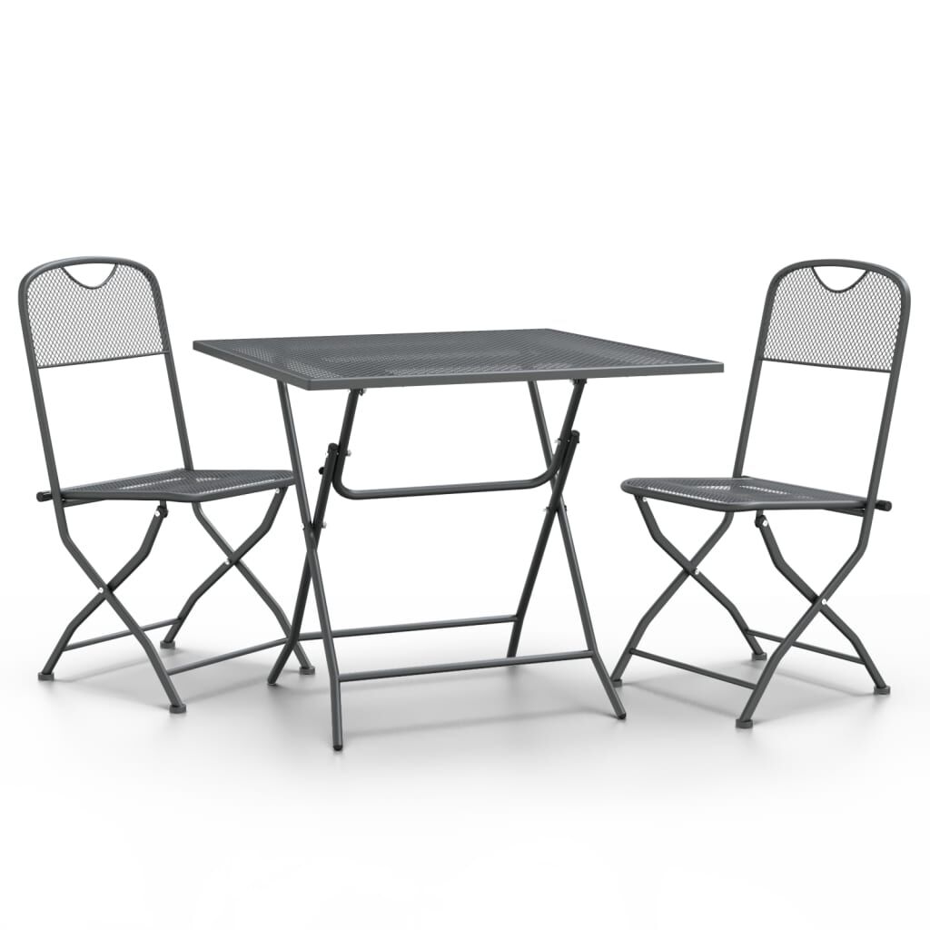 vidaXL 3 Piece Garden Dining Set Expanded Metal Mesh Anthracite