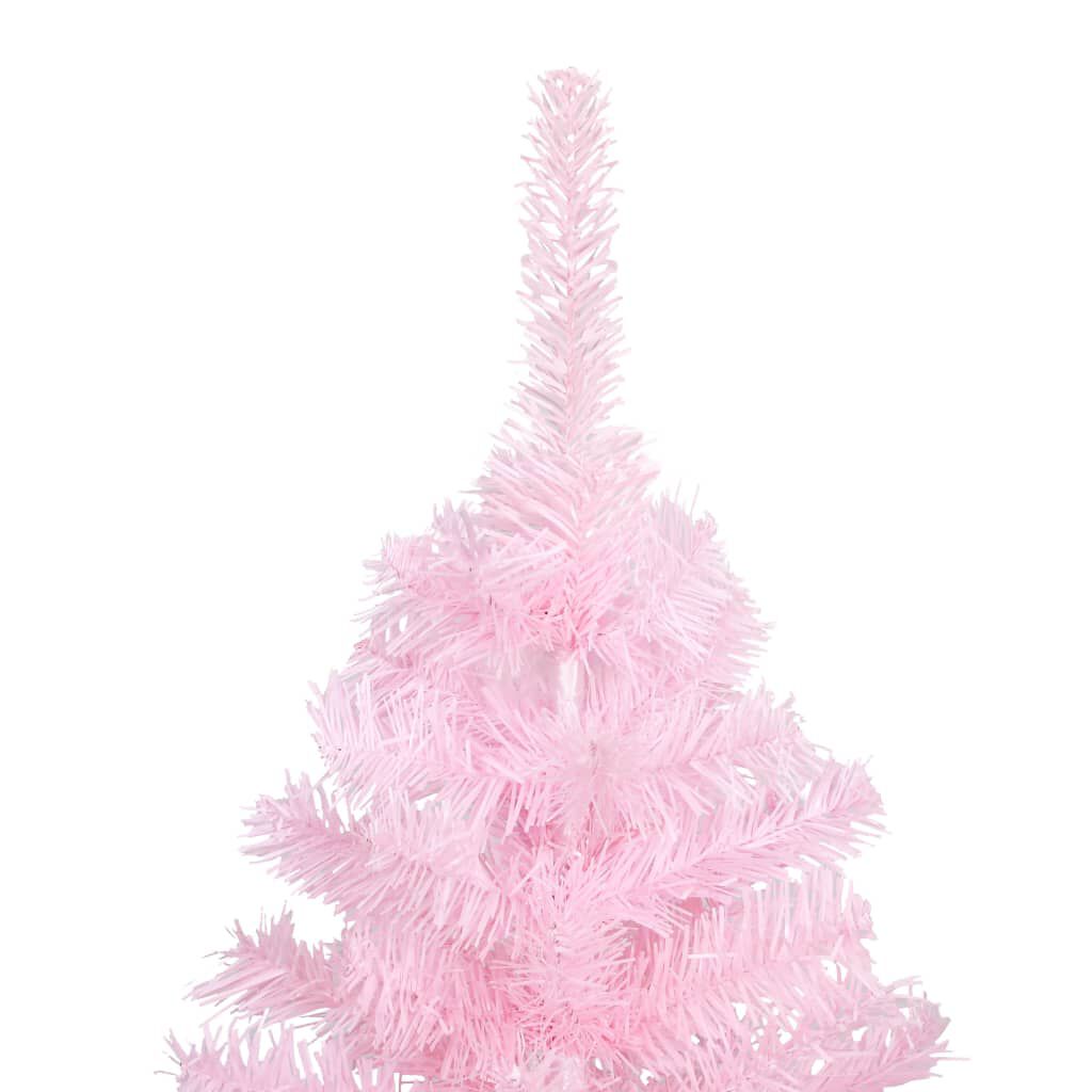 vidaXL Artificial Pre-lit Christmas Tree with Ball Set Pink 210 cm PVC