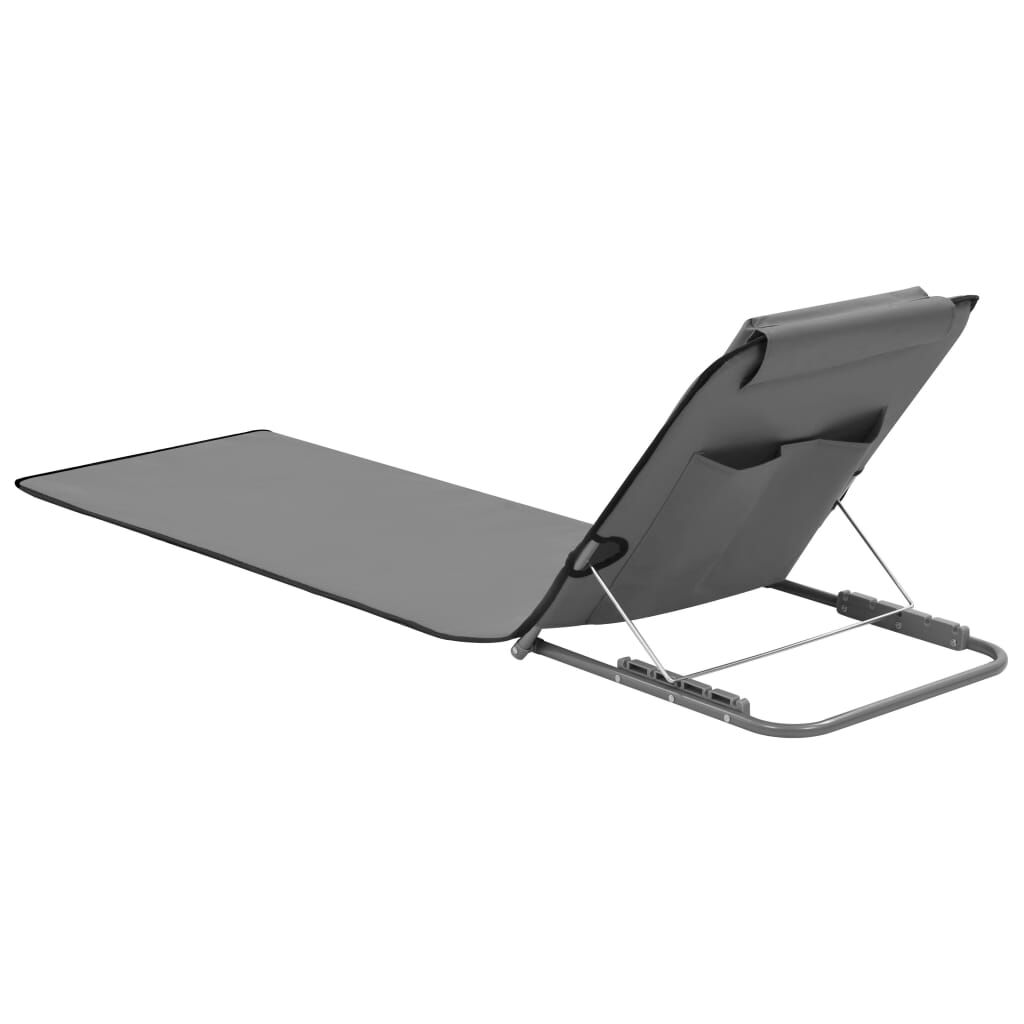 vidaXL Folding Beach Mats 2 pcs Steel and Fabric Grey