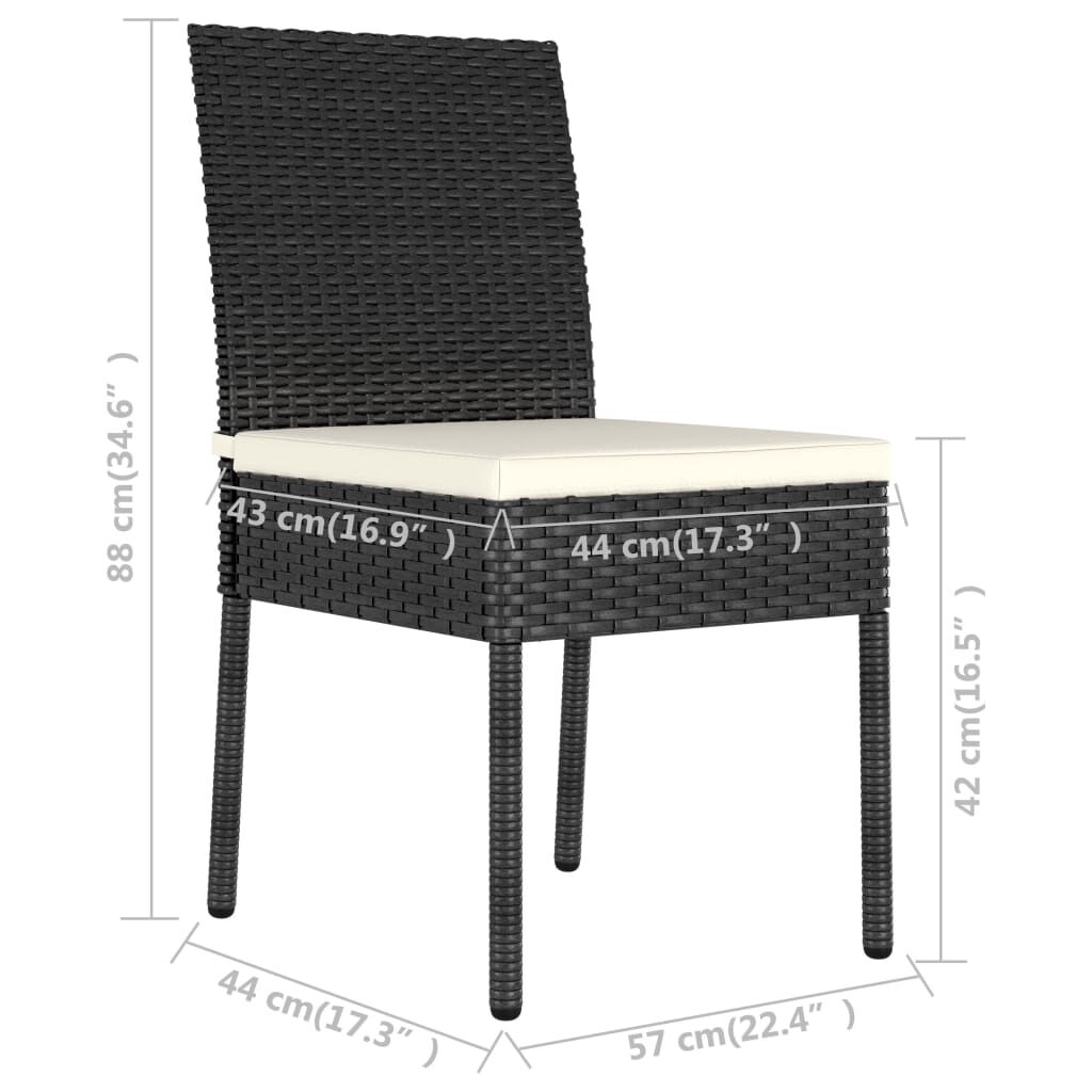 vidaXL 7 Piece Garden Dining Set Poly Rattan Black