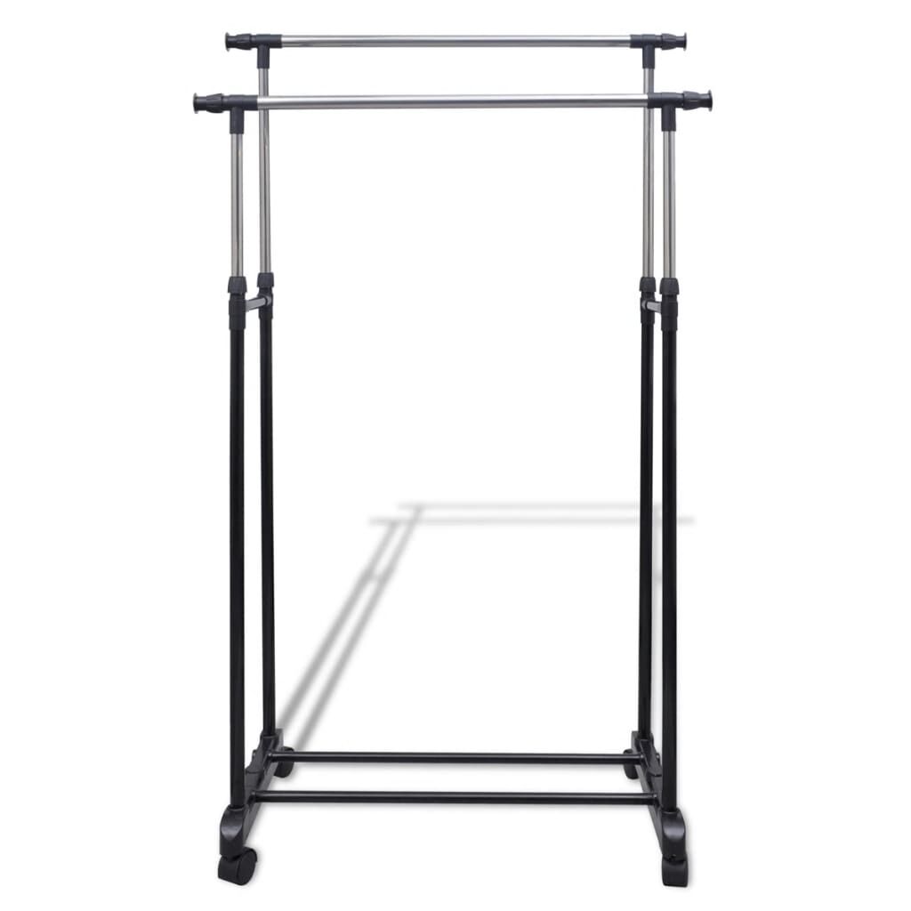 vidaXL Adjustable Clothes Racks 2 pcs 2 Hanging Rails