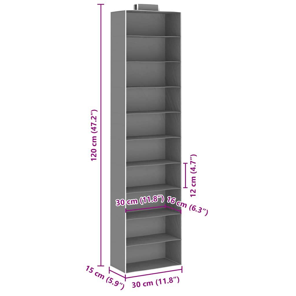 vidaXL Hanging Closet Organisers 2 pcs with 10 Shelves Fabric