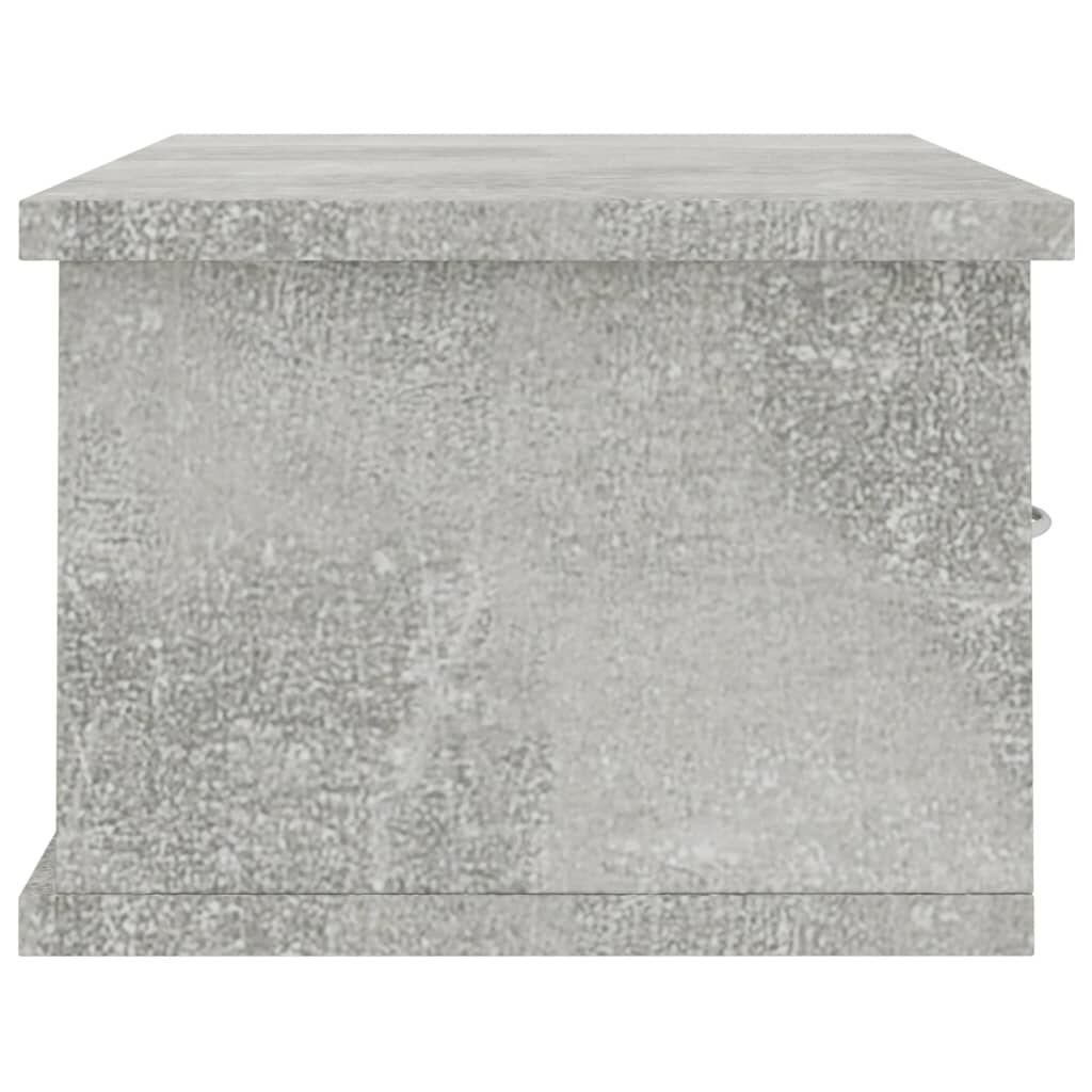 vidaXL Wall-mounted Drawer Shelf Concrete Grey 60x26x18.5 cm Engineered Wood