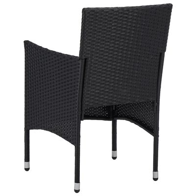 vidaXL 3 Piece Garden Dining Set Black Poly Rattan and Glass