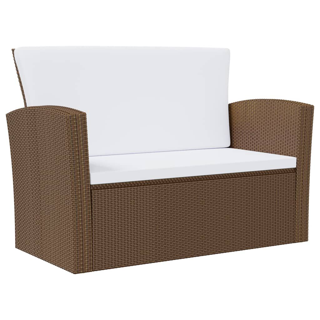 vidaXL 8 Piece Garden Lounge Set with Cushions Poly Rattan Brown