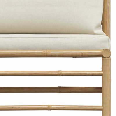 vidaXL 2 Piece Garden Lounge Set with Cream White Cushions Bamboo, white vidaXL 2 Piece Garden Lounge Set with Cream White Cushions Bamboo