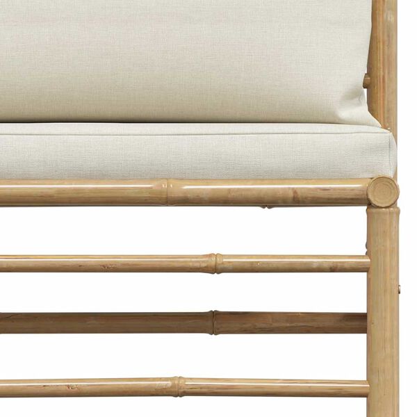 vidaXL 2 Piece Garden Lounge Set with Cream White Cushions Bamboo