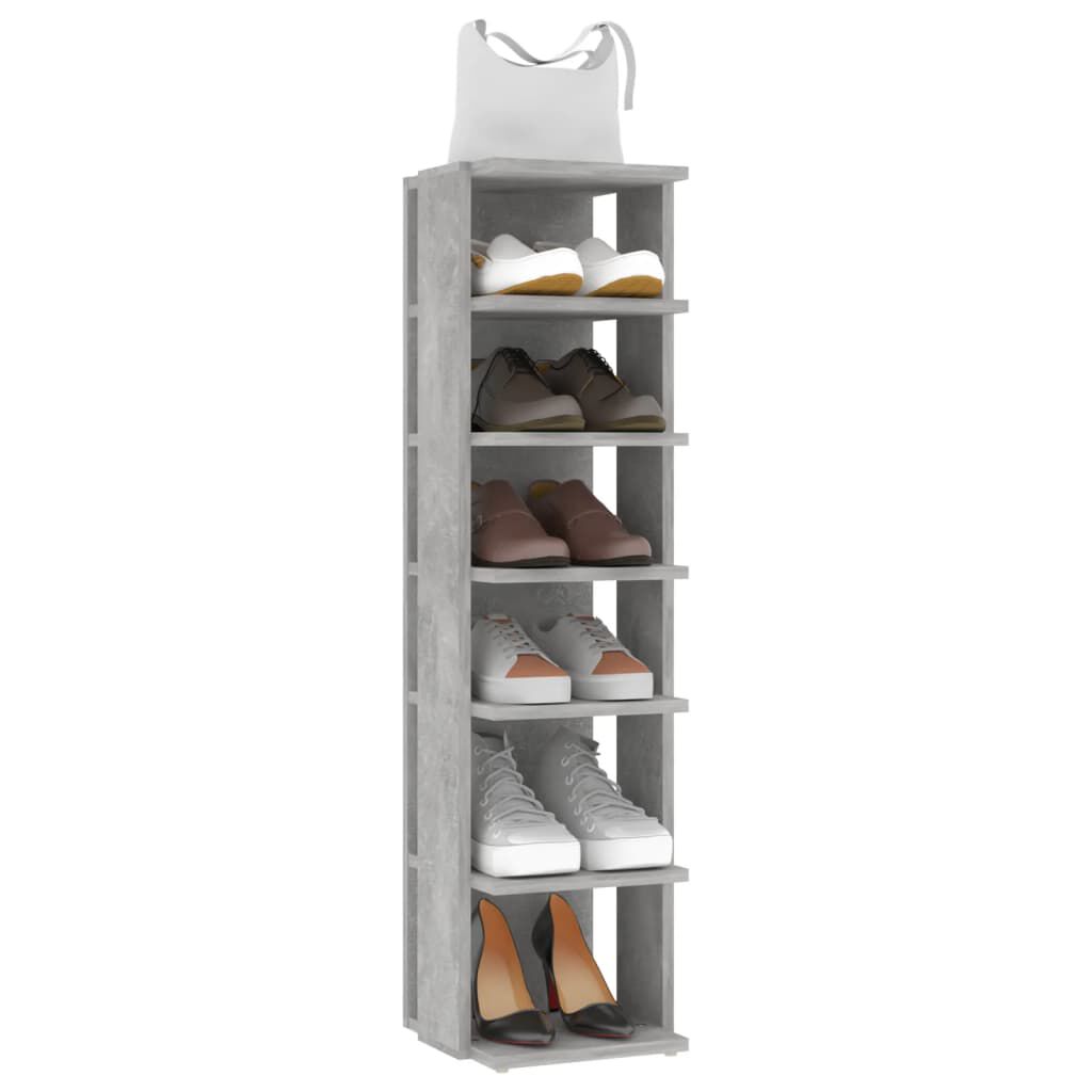 vidaXL Shoe Cabinet Concrete Grey 27.5x27x102 cm Engineered Wood