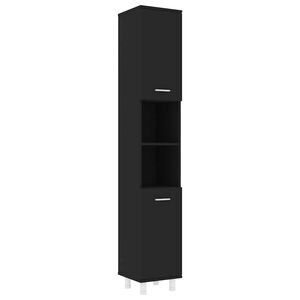vidaXL Bathroom Cabinet Black 30x30x179 cm Engineered Wood