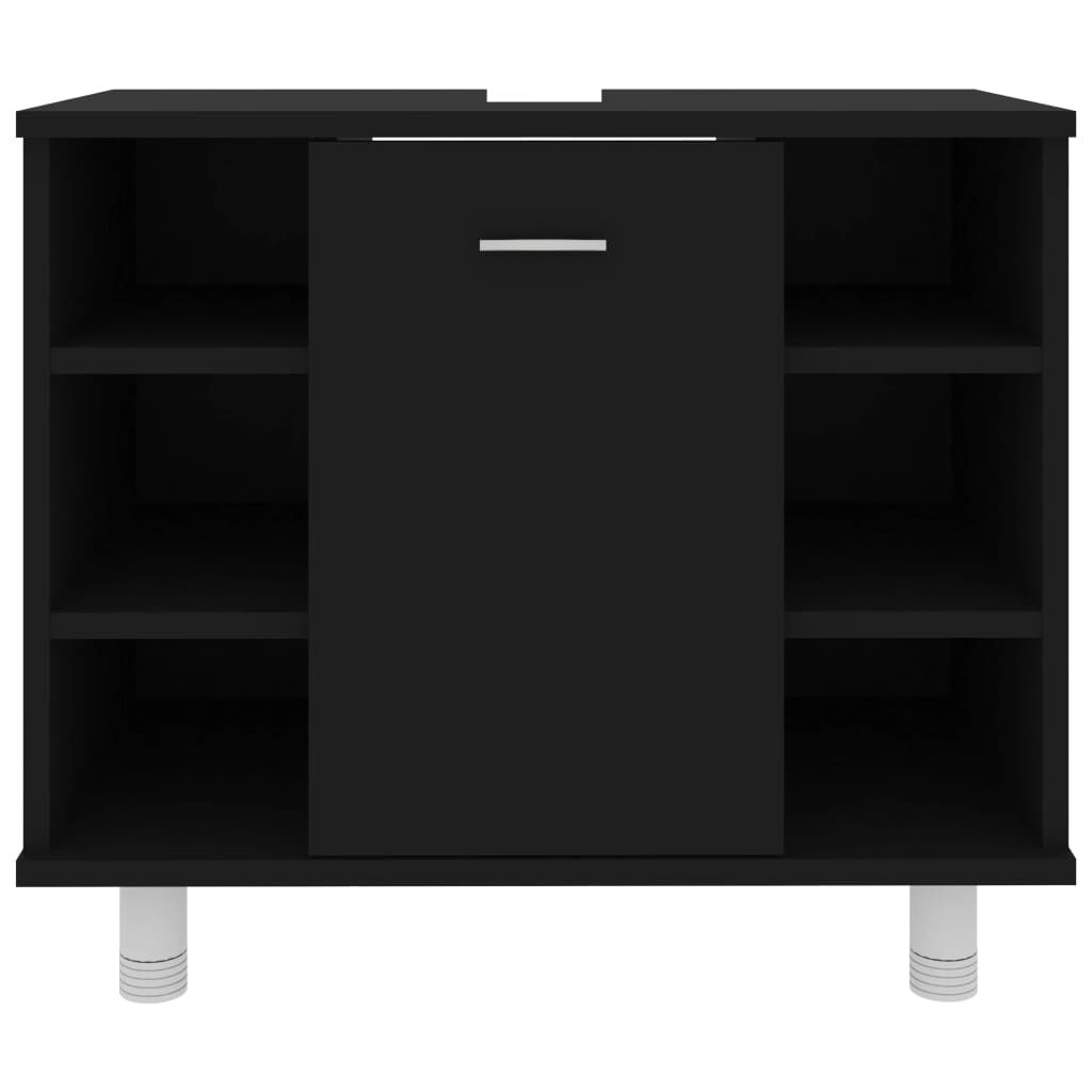 vidaXL 3 Piece Bathroom Furniture Set Black Engineered Wood