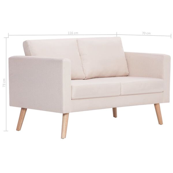 vidaXL 2-Seater Sofa Fabric Cream