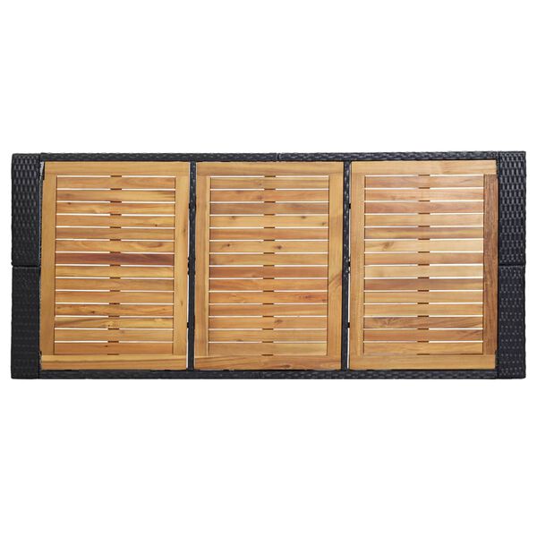 vidaXL 7 Piece Outdoor Bar Set with Cushions Poly Rattan Black