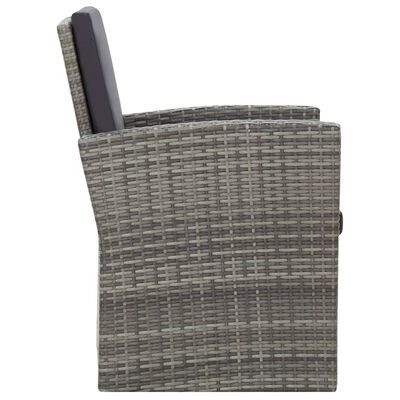 vidaXL 4 Piece Garden Lounge Set with Cushions Poly Rattan Grey, grey vidaXL 4 Piece Garden Lounge Set with Cushions Poly Rattan Grey