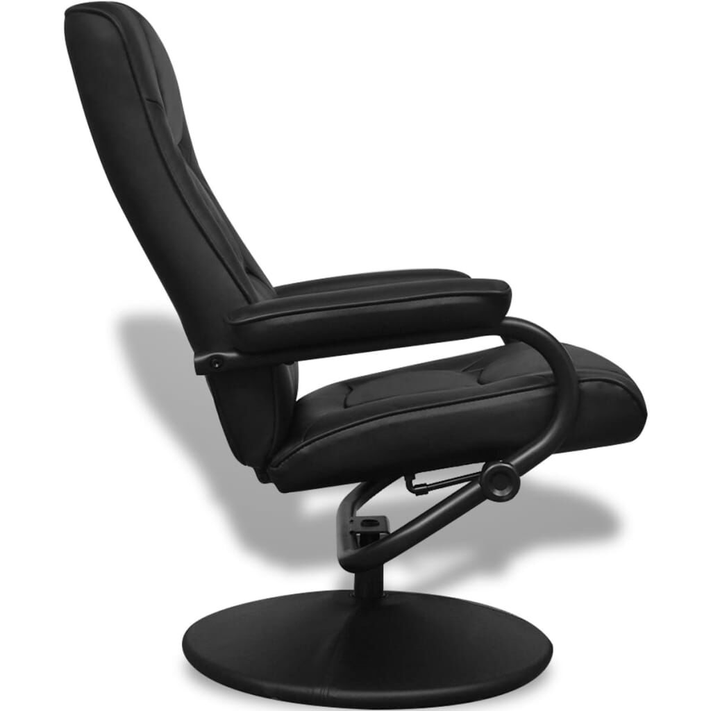 vidaXL TV Armchair with Footstool Black Faux Leather