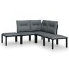 vidaXL 5 Piece Garden Lounge Set Black and Grey Poly Rattan