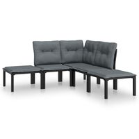 vidaXL 5 Piece Garden Lounge Set Black and Grey Poly Rattan,  vidaXL 5 Piece Garden Lounge Set Black and Grey Poly Rattan