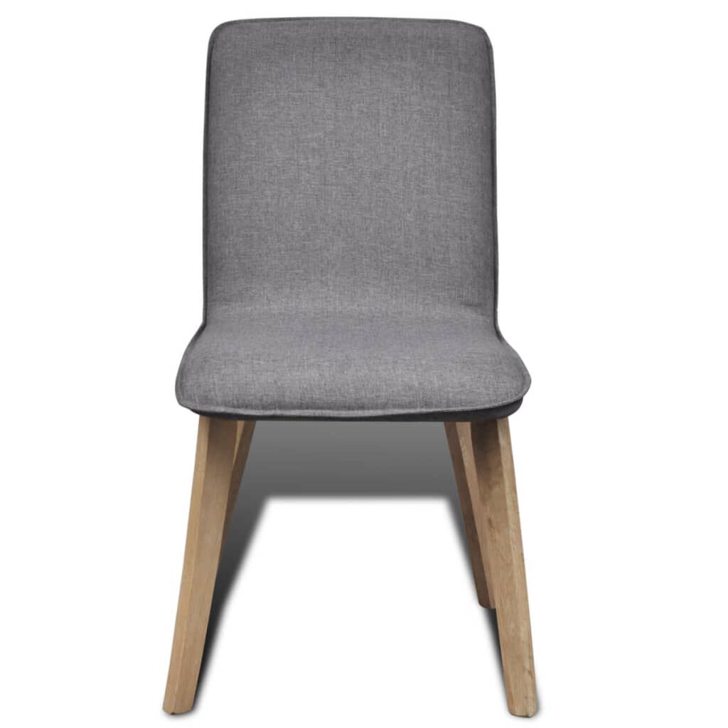 Oak Indoor Fabric Dining Chair Set 6 pcs Dark Grey
