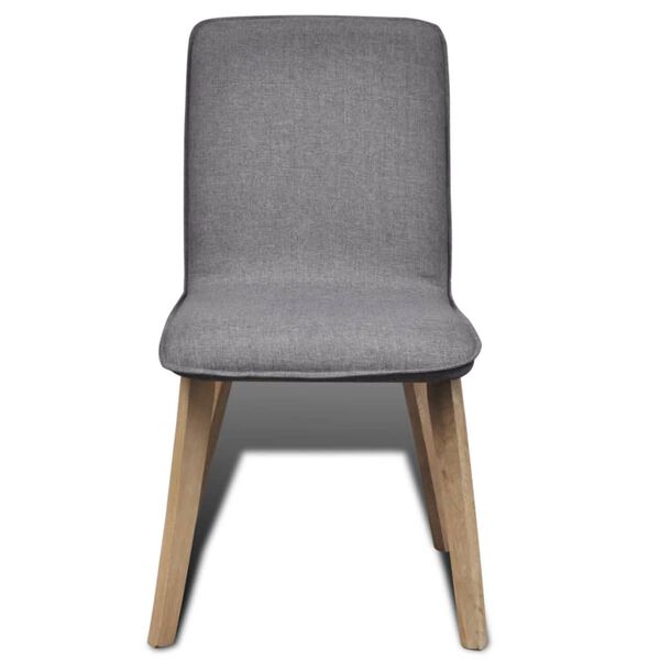 Oak Indoor Fabric Dining Chair Set 6 pcs Dark Grey