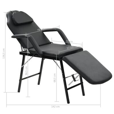 vidaXL Portable Facial Treatment Chair Faux Leather 185x78x76 cm Black, black vidaXL Portable Facial Treatment Chair Faux Leather 185x78x76 cm Black