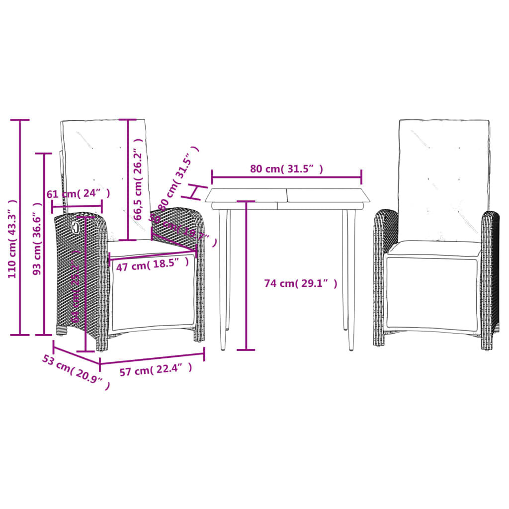 vidaXL 5 Piece Garden Dining Set with Cushions Grey Poly Rattan