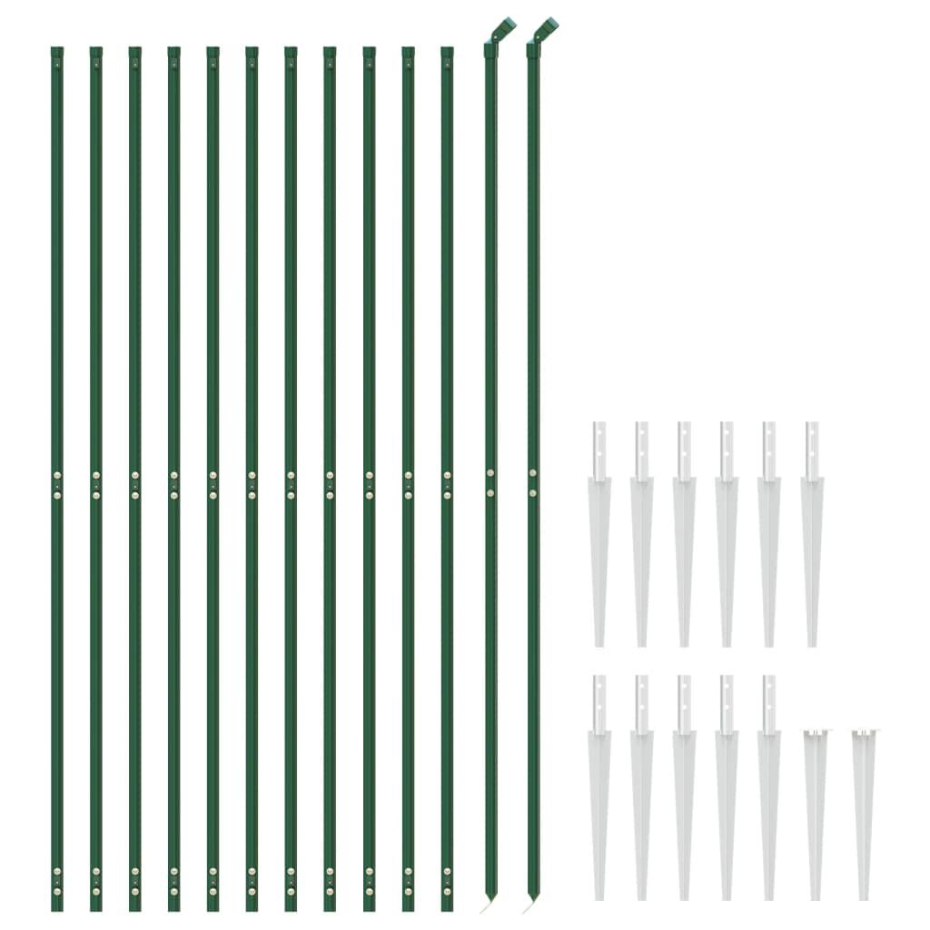 vidaXL Chain Link Fence with Spike Anchors Green 1.6x25 m