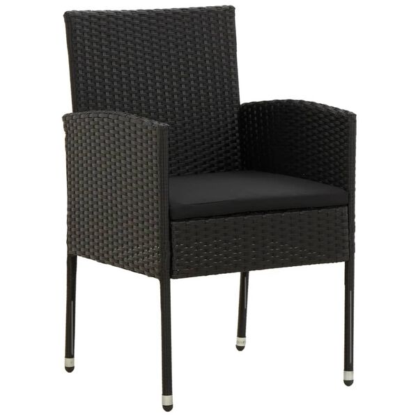 vidaXL 9 Piece Garden Dining Set Poly Rattan Black