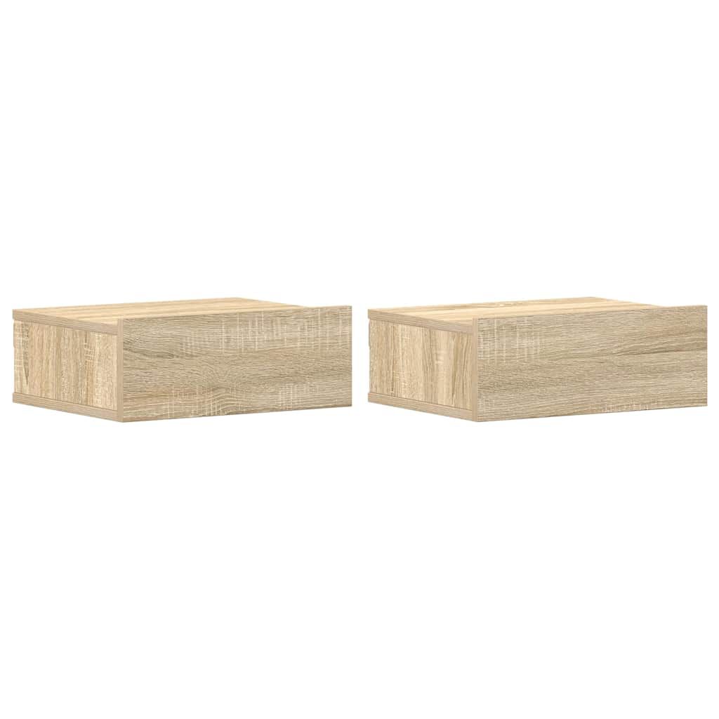 vidaXL Floating Nightstands 2 pcs Sonoma Oak 40x30x15 cm Engineered Wood