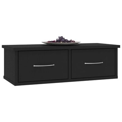 vidaXL Wall-mounted Drawer Shelf Black 60x26x18.5 cm Engineered Wood, black vidaXL Wall-mounted Drawer Shelf Black 60x26x18.5 cm Engineered Wood