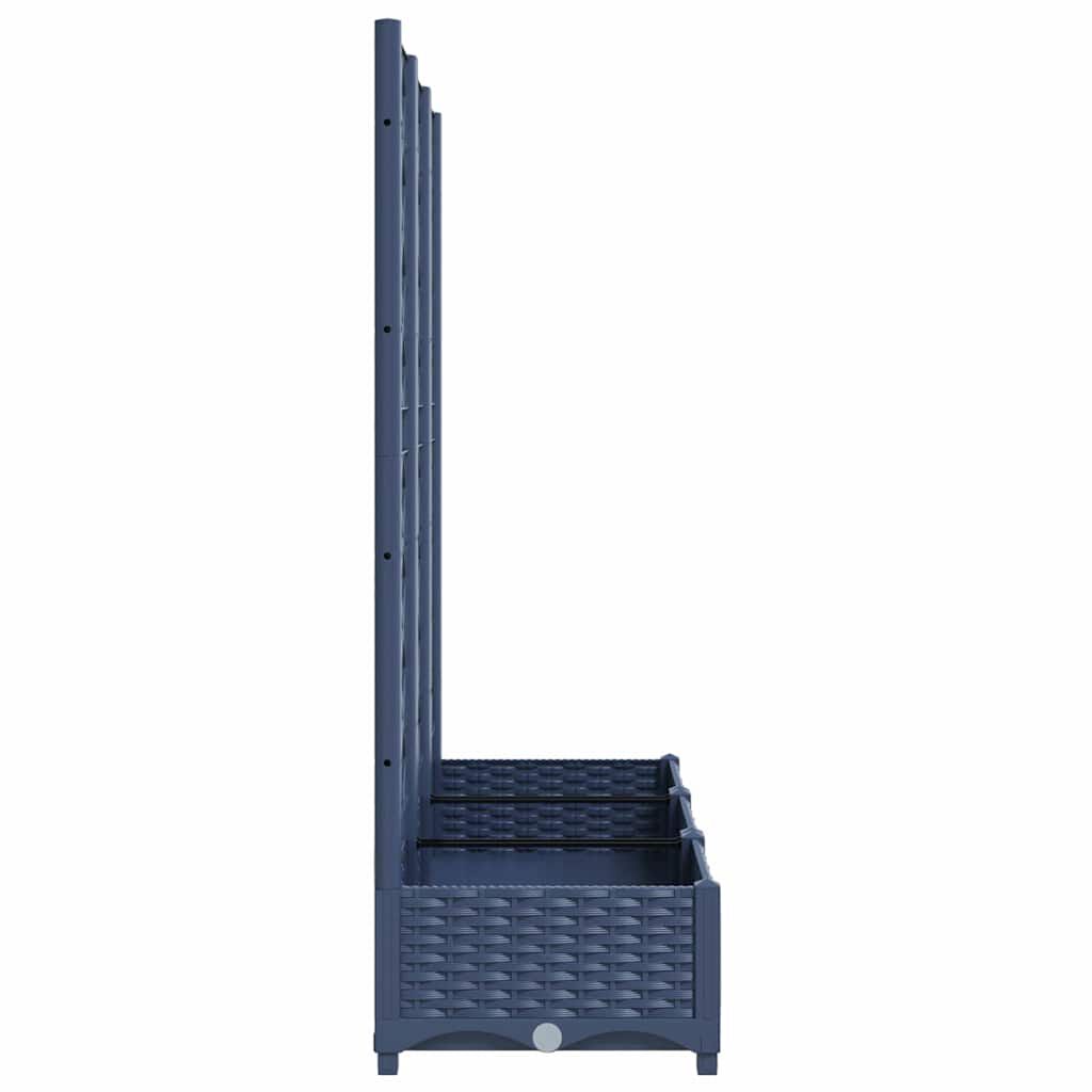 vidaXL Garden Planter with Trellis Blue Grey 120x40x121.5 cm PP