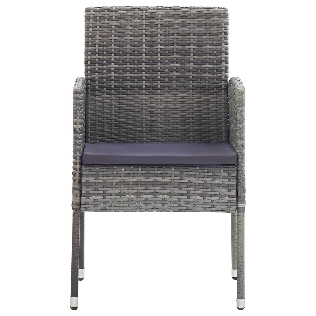 vidaXL 7 Piece Garden Dining Set Poly Rattan Anthracite & Grey