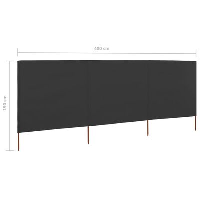 vidaXL 3-panel Wind Screen Fabric 400x160 cm Anthracite, anthracite vidaXL 3-panel Wind Screen Fabric 400x160 cm Anthracite