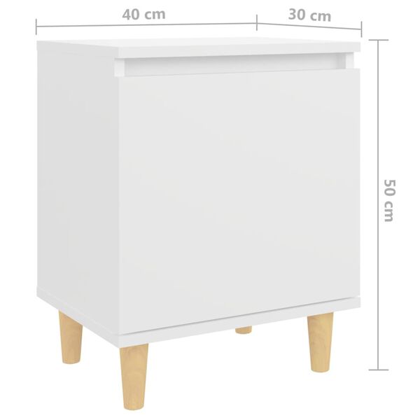 vidaXL Bed Cabinet with Solid Wood Legs White 40x30x50 cm